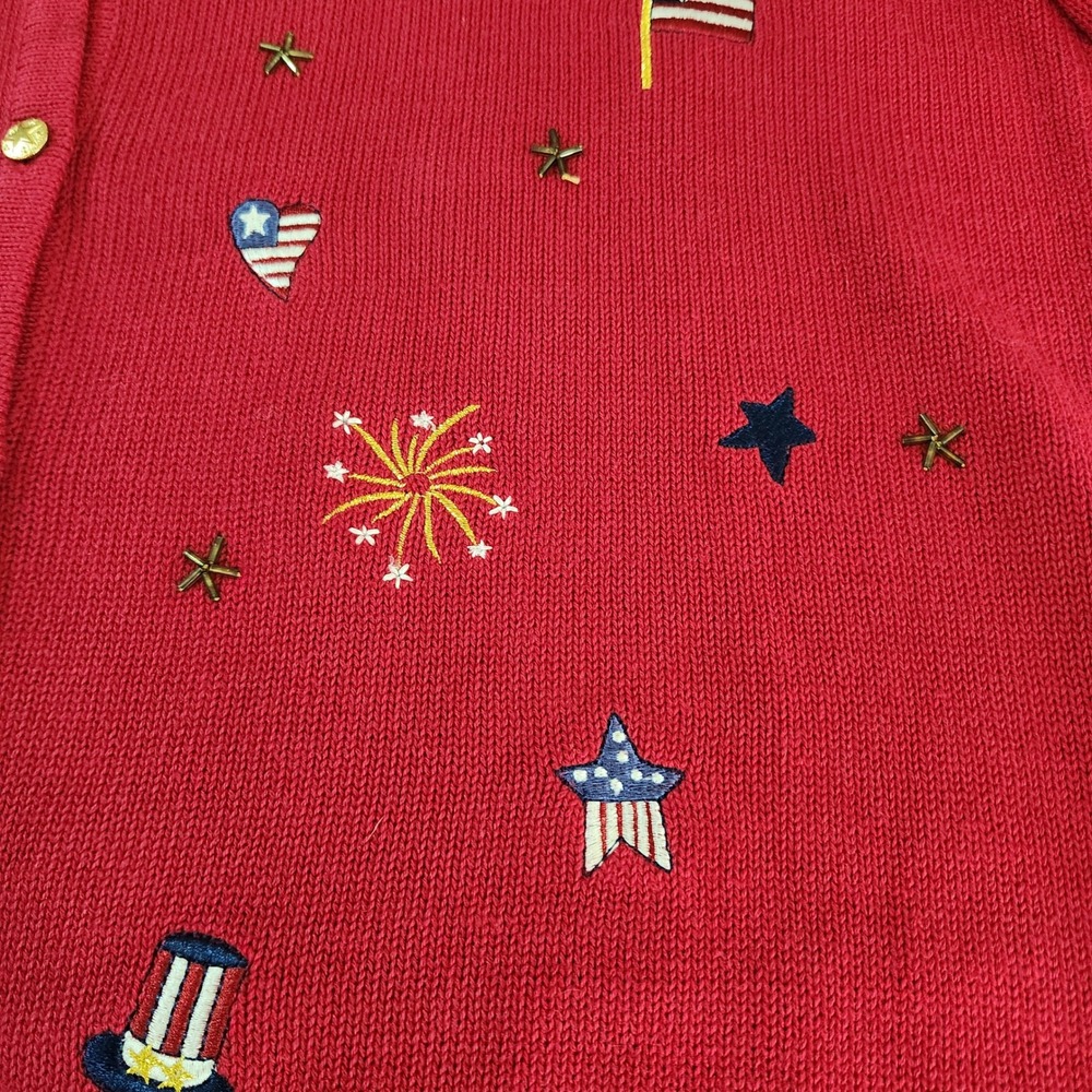 Croft & Barrow Lrg 4th of July Embroidered Button Cardigan‎ Vintage Patriotic - Picture 7 of 13